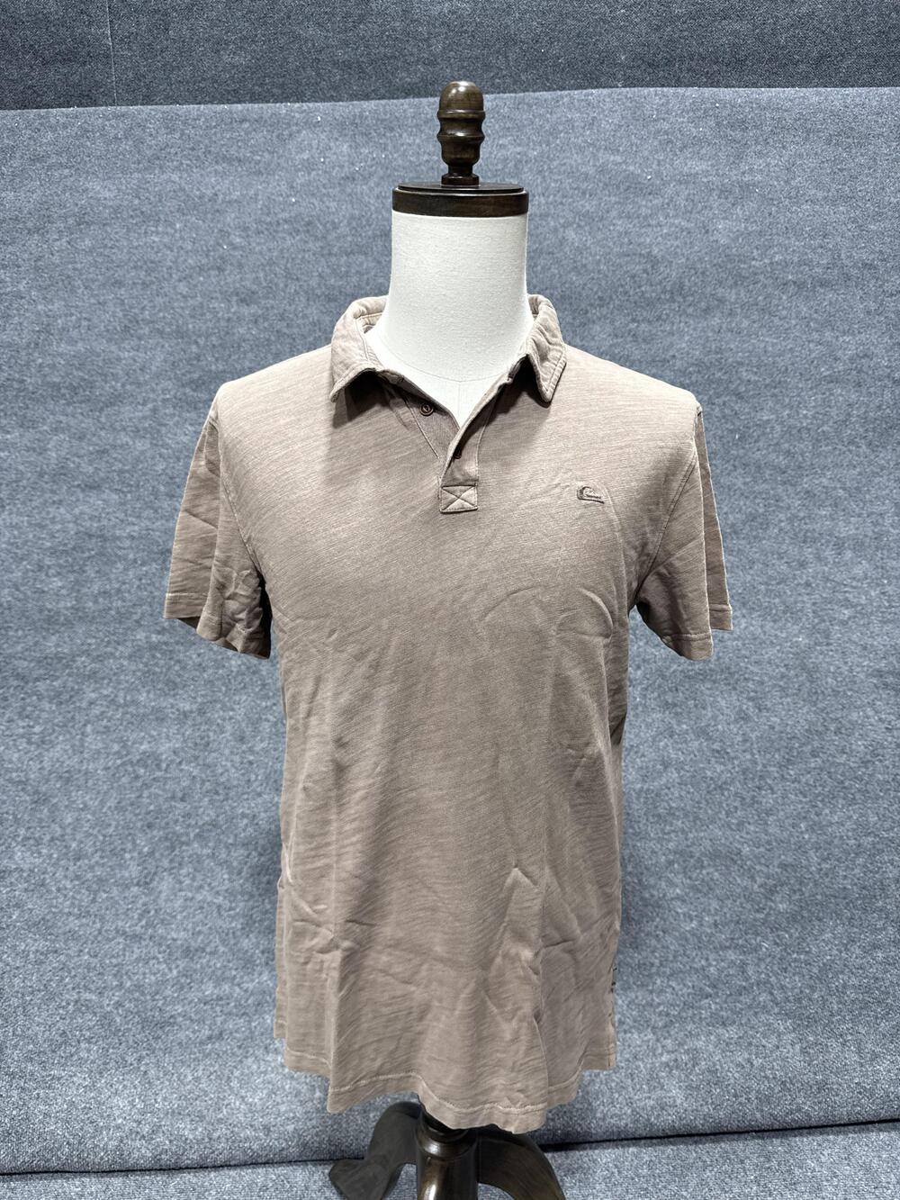 Quiksilver Polo Shirt Mens Large Beige Short Sleeve Tagless Casual Top